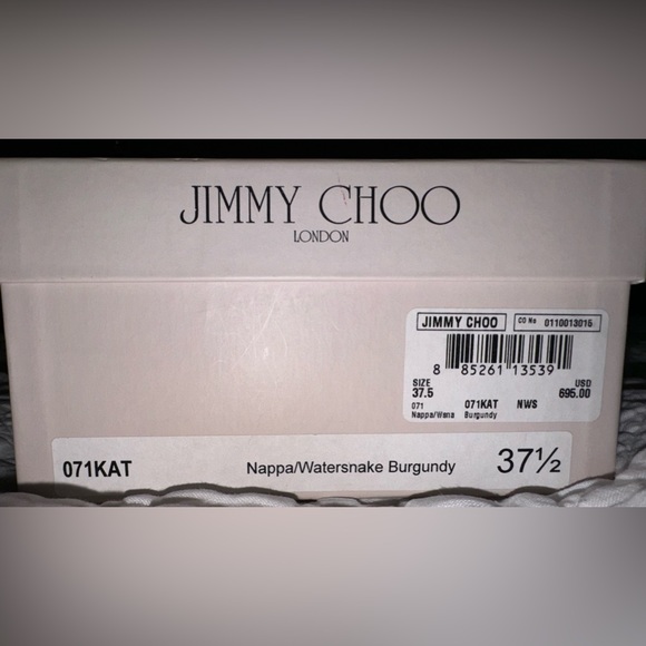 🐍JIMMY CHOO NAPPA/WATERSNAKE BURGUNDY HEELS🐍 - Picture 10 of 11